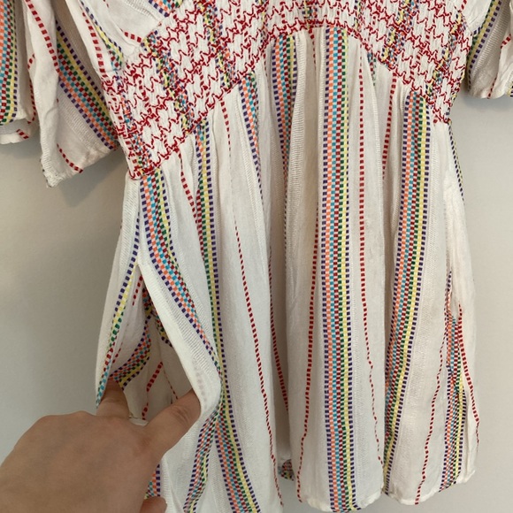 Blue Island Beach Cover Up Size: S Smocked Waist. Open Back with Tie - Picture 8 of 11